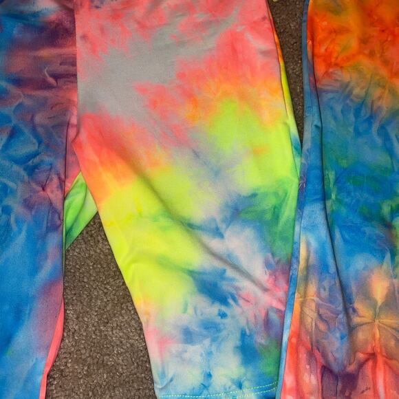 New S Gay Pride Neon Tie Dye Rainbow Summer Bike Short Tee Set Outfit Stretchy - Picture 3 of 3